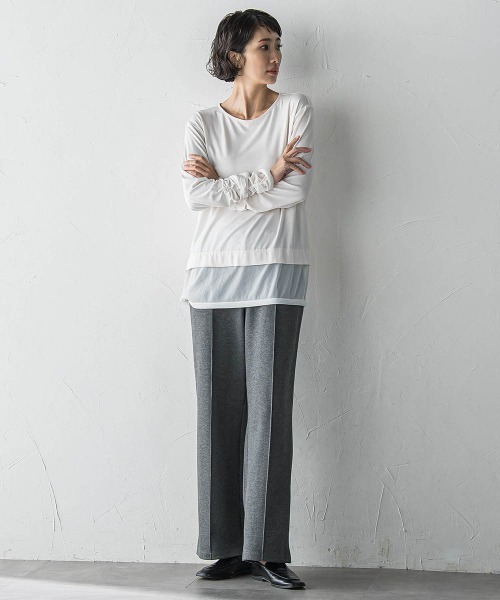 la.f…（ラエフ）の「【WEB限定】"もっちり素材"ダンボールワイドパンツ≪手洗い可能≫（その他パンツ・レディース・ライトグレー/ブラック/ブラウン・9号）」の15枚目の写真