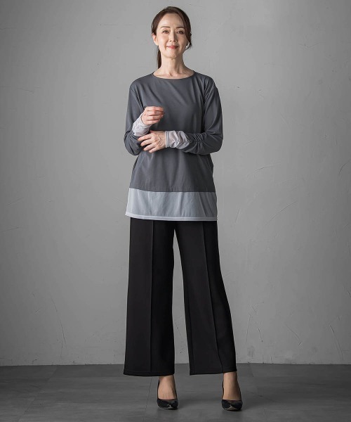 la.f…（ラエフ）の「【WEB限定】"もっちり素材"ダンボールワイドパンツ≪手洗い可能≫（その他パンツ・レディース・ライトグレー/ブラック/ブラウン・9号）」の18枚目の写真