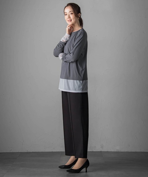 la.f…（ラエフ）の「【WEB限定】"もっちり素材"ダンボールワイドパンツ≪手洗い可能≫（その他パンツ・レディース・ライトグレー/ブラック/ブラウン・9号）」の19枚目の写真