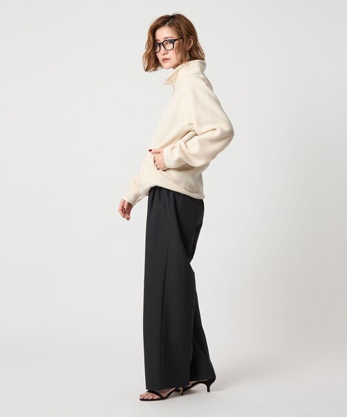 conte(コンテ)の「<conte>フリース ジップ プルオーバー(Tシャツ/カットソー・レディース・オフホワイト/ネイビー・FREE)」の5枚目の写真