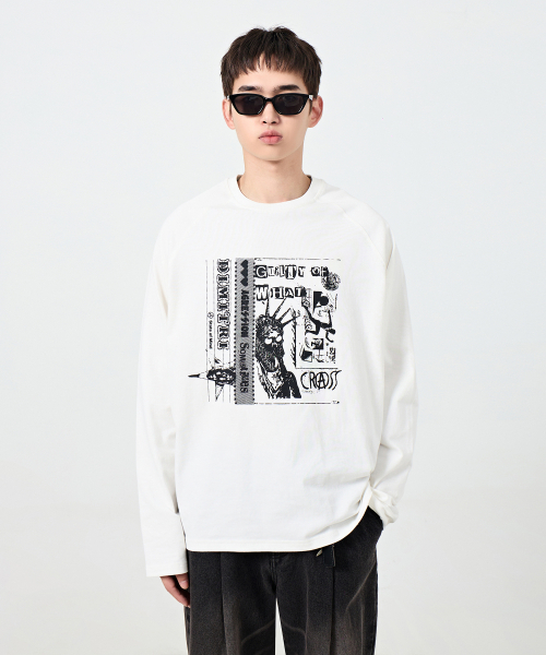 DIMITRI BLACK（ディミトリブラック）の「ラグラン配色ピグメントアートワークTシャツ_ホワイト（Tシャツ/カットソー・レディース・その他・MEDIUM/LARGE/X-LARGE）」の3枚目の写真
