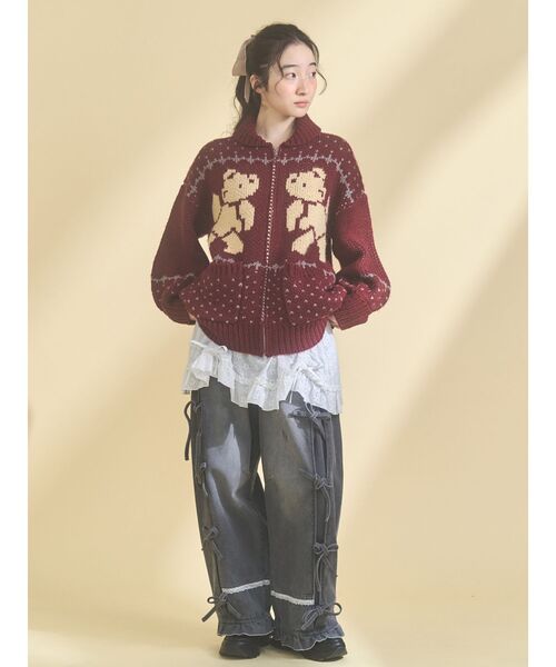 バレルレッグリボンデニムパンツ（デニムパンツ）｜merry jenny