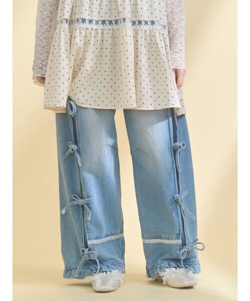 merry jenny（メリージェニー）の「バレルレッグリボンデニムパンツ（デニムパンツ・レディース・グレー/ブルー・FREE）」の19枚目の写真