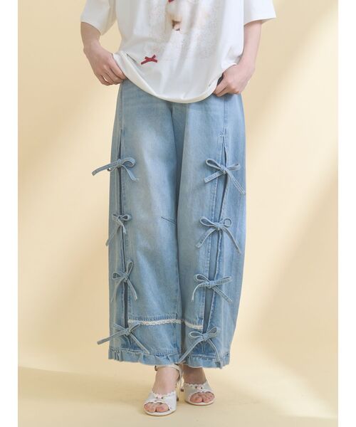 merry jenny（メリージェニー）の「バレルレッグリボンデニムパンツ（デニムパンツ・レディース・グレー/ブルー・FREE）」の8枚目の写真