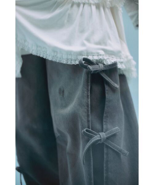 バレルレッグリボンデニムパンツ（デニムパンツ）｜merry jenny