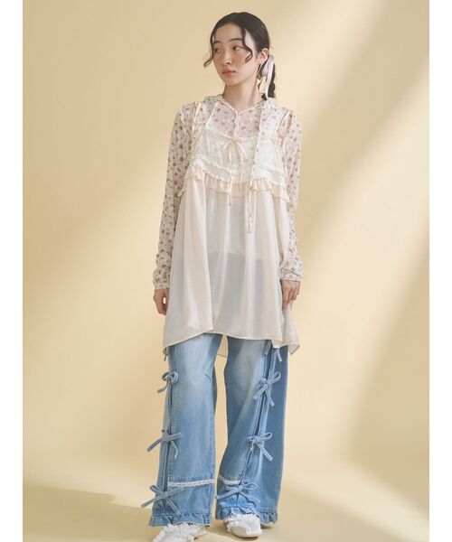 merry jenny（メリージェニー）の「バレルレッグリボンデニムパンツ（デニムパンツ・レディース・グレー/ブルー・FREE）」の10枚目の写真