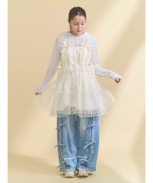 merry jenny（メリージェニー）の「バレルレッグリボンデニムパンツ（デニムパンツ・レディース・グレー/ブルー・FREE）」の6枚目の写真