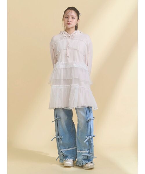 merry jenny（メリージェニー）の「バレルレッグリボンデニムパンツ（デニムパンツ・レディース・グレー/ブルー・FREE）」の8枚目の写真