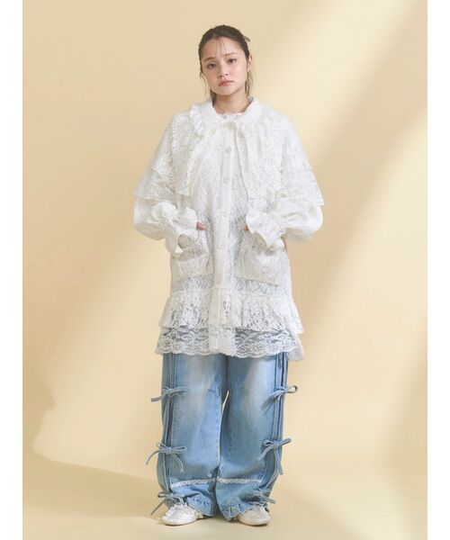 merry jenny（メリージェニー）の「バレルレッグリボンデニムパンツ（デニムパンツ・レディース・グレー/ブルー・FREE）」の12枚目の写真