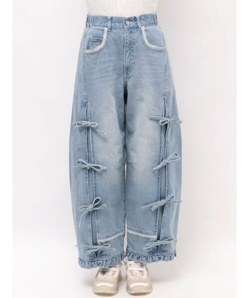 merry jenny（メリージェニー）の「バレルレッグリボンデニムパンツ（デニムパンツ・レディース・グレー/ブルー・FREE）」の13枚目の写真