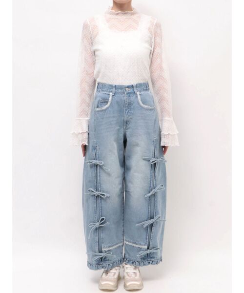 merry jenny（メリージェニー）の「バレルレッグリボンデニムパンツ（デニムパンツ・レディース・グレー/ブルー・FREE）」の21枚目の写真