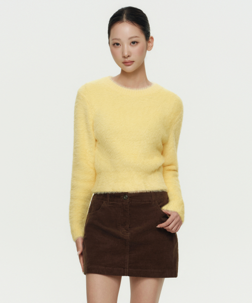 MUSINSA STANDARD WOMAN(ムシンサスタンダードウーマン)の「レディースファジークルーネックニット【イエロー】(ニット/セーター・レディース・その他・SMALL/MEDIUM/LARGE/X-SMALL)」の1枚目の写真