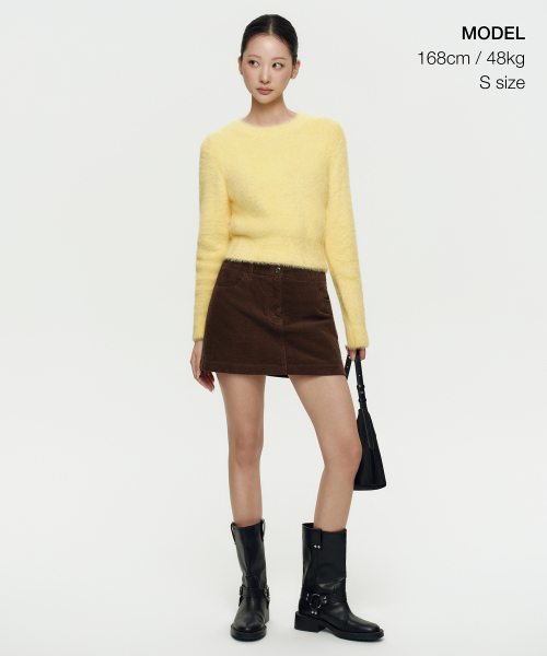 MUSINSA STANDARD WOMAN(ムシンサスタンダードウーマン)の「レディースファジークルーネックニット【イエロー】(ニット/セーター・レディース・その他・SMALL/MEDIUM/LARGE/X-SMALL)」の2枚目の写真