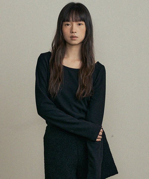 LINGSEOUL(リングソウル)の「essential boat neck top-black(Tシャツ/カットソー・レディース・その他・FREE)」の1枚目の写真