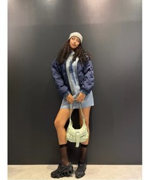 フリンジジッパーデニムシャツミニワンピ