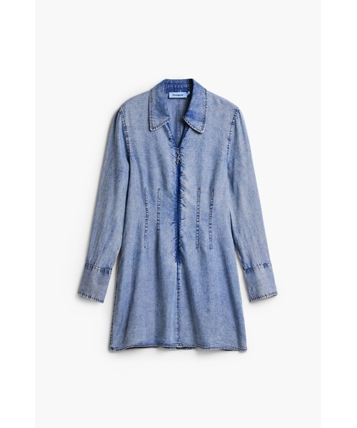 Desigual(デシグアル)の「フリンジジッパーデニムシャツミニワンピ(ワンピース・レディース・ブルー・S/L/XL/XS/M)」の4枚目の写真