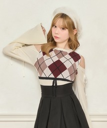 apres jour | 肩あきアーガイルニット(ニット/セーター)