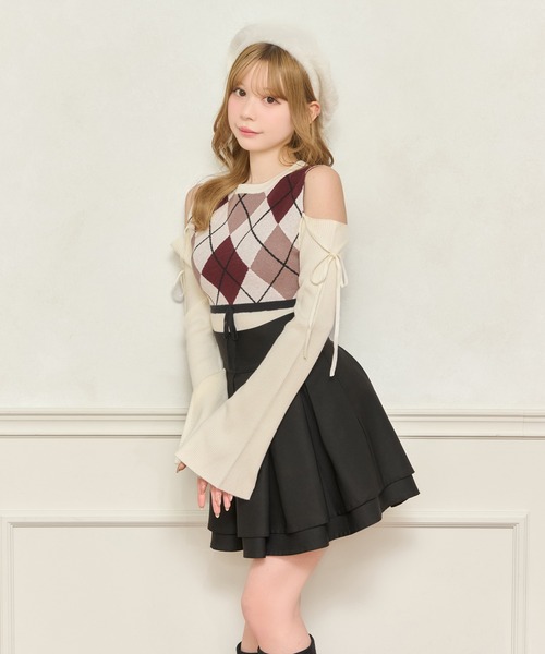 apres jour（アプレジュール）の「肩あきアーガイルニット（ニット/セーター・レディース・ホワイト系その他/ブラック系その他/グレー・X-LARGE/フリー）」の21枚目の写真