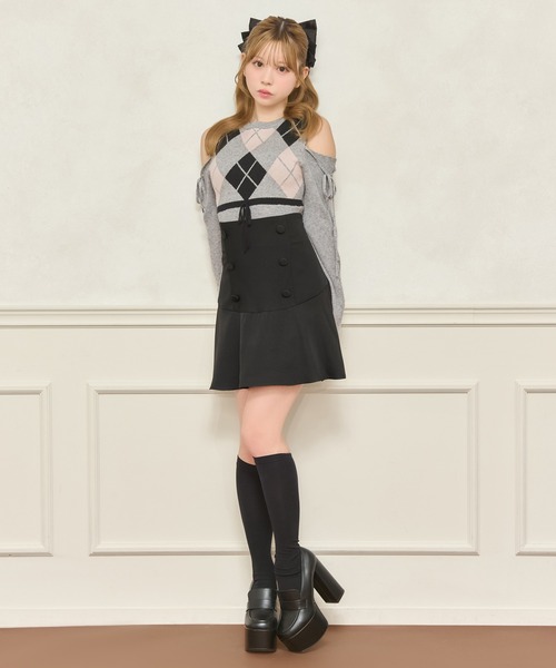 apres jour（アプレジュール）の「肩あきアーガイルニット（ニット/セーター・レディース・ホワイト系その他/ブラック系その他/グレー・X-LARGE/フリー）」の11枚目の写真