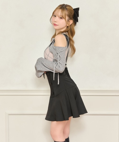 apres jour（アプレジュール）の「肩あきアーガイルニット（ニット/セーター・レディース・ホワイト系その他/ブラック系その他/グレー・X-LARGE/フリー）」の9枚目の写真