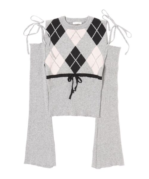 apres jour（アプレジュール）の「肩あきアーガイルニット（ニット/セーター・レディース・ホワイト系その他/ブラック系その他/グレー・X-LARGE/フリー）」の17枚目の写真