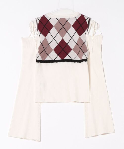 apres jour（アプレジュール）の「肩あきアーガイルニット（ニット/セーター・レディース・ホワイト系その他/ブラック系その他/グレー・X-LARGE/フリー）」の18枚目の写真