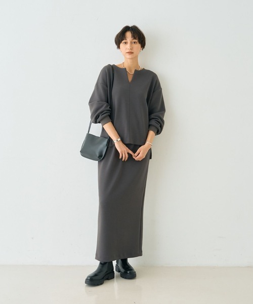 Rouge vif（ルージュヴィフ）の「【セットアップ対応】ダブルエアータイトスカート（スカート・レディース・チャコールグレー/ベージュ・36/38）」の18枚目の写真