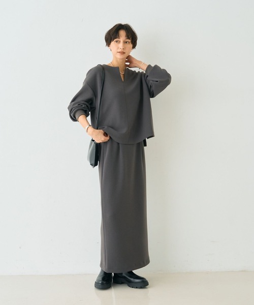 Rouge vif（ルージュヴィフ）の「【セットアップ対応】ダブルエアータイトスカート（スカート・レディース・チャコールグレー/ベージュ・36/38）」の20枚目の写真