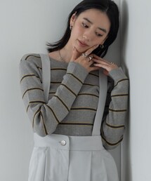 GALLEST | バックオープンボーダーリブニット(ニット/セーター)