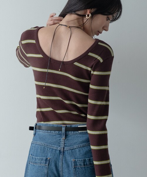 GALLEST（ギャレスト）の「バックオープンボーダーリブニット（ニット/セーター・レディース・アイボリー系2/グレー系2/ブラウン系その他3・38）」の18枚目の写真