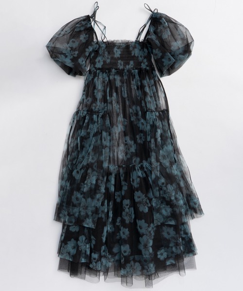 MAISON SPECIAL(メゾンスペシャル)の「2-way tulle Volume Flower Print Camisole Dress/2WAYチュールボリュームフラワープリントキャミワンピース(ワンピース・レディース・ブラック/ブラウン・FREE)」の7枚目の写真