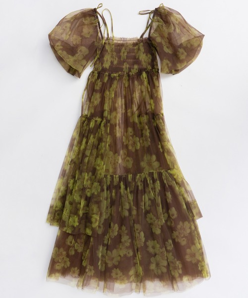 MAISON SPECIAL(メゾンスペシャル)の「2-way tulle Volume Flower Print Camisole Dress/2WAYチュールボリュームフラワープリントキャミワンピース(ワンピース・レディース・ブラック/ブラウン・FREE)」の8枚目の写真