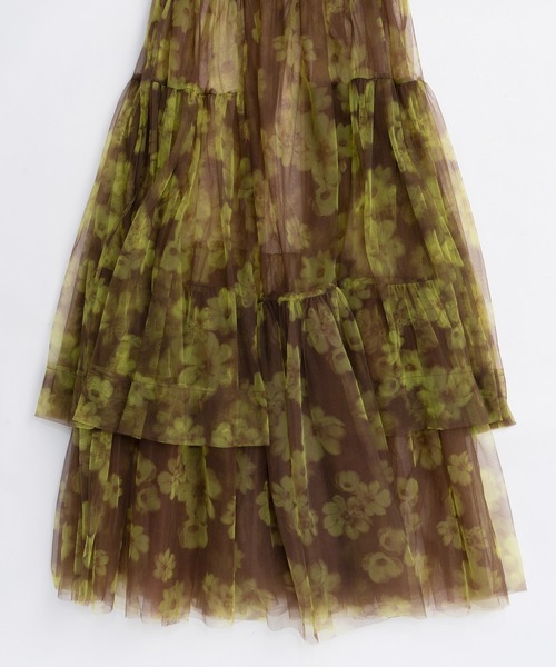 MAISON SPECIAL(メゾンスペシャル)の「2-way tulle Volume Flower Print Camisole Dress/2WAYチュールボリュームフラワープリントキャミワンピース(ワンピース・レディース・ブラック/ブラウン・FREE)」の14枚目の写真