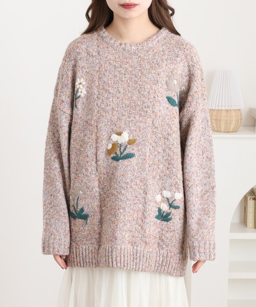 Emago(イマゴ)の「EMAGO チェック編みとお花刺繍プルオーバー(ニット/セーター・レディース・アイボリー/ブラック/マスタード・FREE)」の17枚目の写真