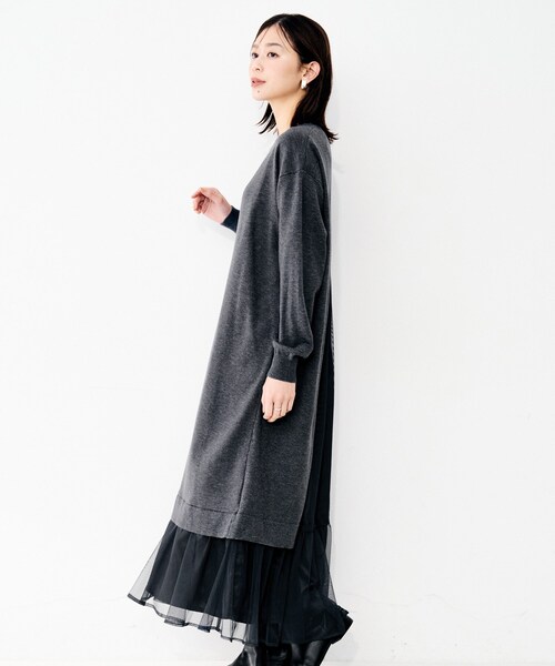 UNTITLED(アンタイトル)の「【TORRAZZO DONNA】ニット×チュールワンピース(ワンピース・レディース・ブラック/グレー・02)」の1枚目の写真