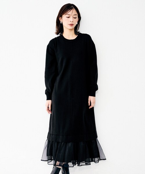 UNTITLED(アンタイトル)の「【TORRAZZO DONNA】ニット×チュールワンピース(ワンピース・レディース・ブラック/グレー・02)」の4枚目の写真