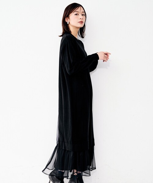 UNTITLED(アンタイトル)の「【TORRAZZO DONNA】ニット×チュールワンピース(ワンピース・レディース・ブラック/グレー・02)」の5枚目の写真