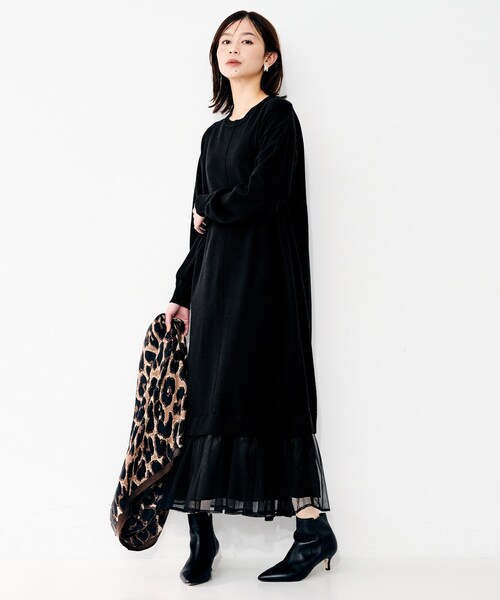 UNTITLED(アンタイトル)の「【TORRAZZO DONNA】ニット×チュールワンピース(ワンピース・レディース・ブラック/グレー・02)」の6枚目の写真