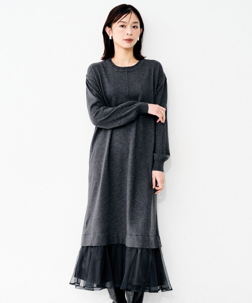 UNTITLED(アンタイトル)の「【TORRAZZO DONNA】ニット×チュールワンピース(ワンピース・レディース・ブラック/グレー・02)」の8枚目の写真