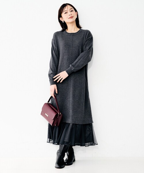 UNTITLED(アンタイトル)の「【TORRAZZO DONNA】ニット×チュールワンピース(ワンピース・レディース・ブラック/グレー・02)」の9枚目の写真