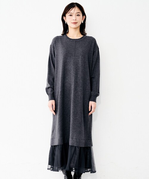 UNTITLED(アンタイトル)の「【TORRAZZO DONNA】ニット×チュールワンピース(ワンピース・レディース・ブラック/グレー・02)」の12枚目の写真