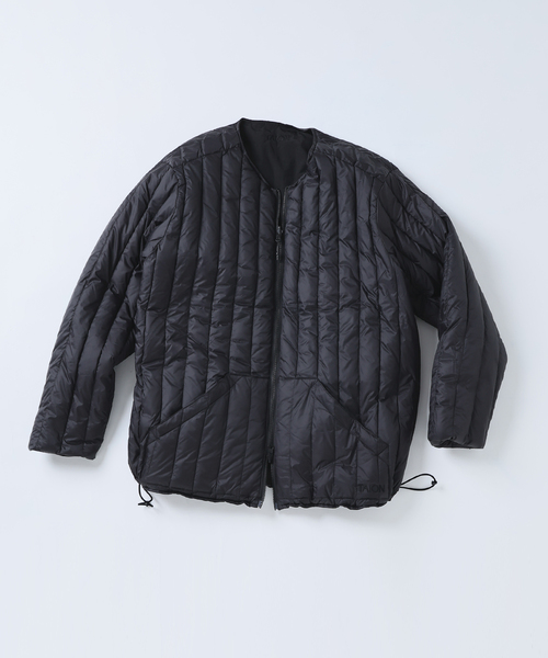 TAION 別注 ヴァーチカルキルト リバーシブル ダウンカーディガン　ブラック TAION / タイオン 別注 ヴァーチカルキルト リバーシブル ダウン