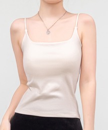 【裏起毛/カップ付き/アンダーゴム有】スパゲッティストラップカップ一体型キャミソール レディース