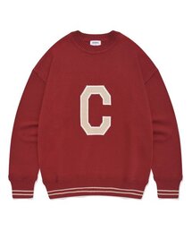 Cロゴクルーネックニットレッド