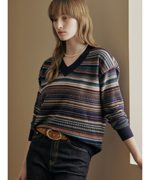 MAXZA（マージャコレクション）の「Vネック配色ノルディックパターンニット（ニット/セーター）」