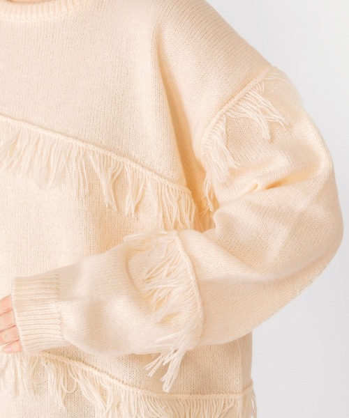 セール】5ゲージフリンジ切り替えニット（ニット/セーター）｜studio