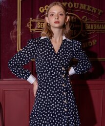SALON DE YOHN（サロンドヨーン）の「Classic Wrap Dress_ Navy（ワンピース）」