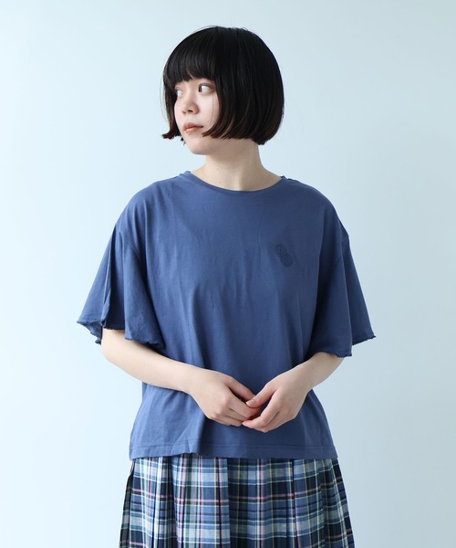 bulle de savon（ビュルデサボン）の「●コットン/モダール handkerchief sleeve プルオーバー（Tシャツ/カットソー・レディース・ブルーグレー/ブラック/ホワイト・FREE）」の3枚目の写真