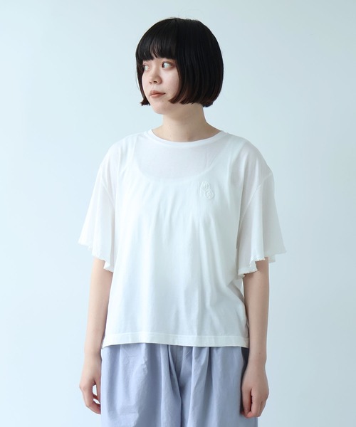 bulle de savon（ビュルデサボン）の「●コットン/モダール handkerchief sleeve プルオーバー（Tシャツ/カットソー・レディース・ブルーグレー/ブラック/ホワイト・FREE）」の15枚目の写真