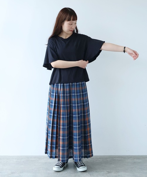 bulle de savon（ビュルデサボン）の「●コットン/モダール handkerchief sleeve プルオーバー（Tシャツ/カットソー・レディース・ブルーグレー/ブラック/ホワイト・FREE）」の12枚目の写真